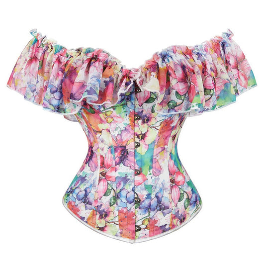 Corsetto Donna Multicolore a Spalle Scoperte con Fantasia Floreale | Top Estivo Florae TIAMUSE Corsetto