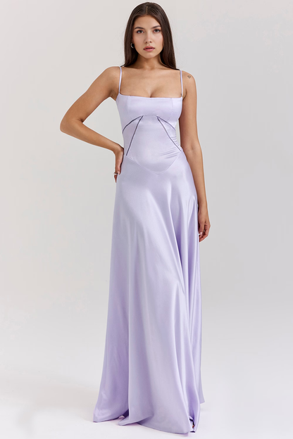 Abito Lungo Elegante Donna in Nero e Viola – Vestito Bustier Perfetto per Cerimonie ed Eventi 2025