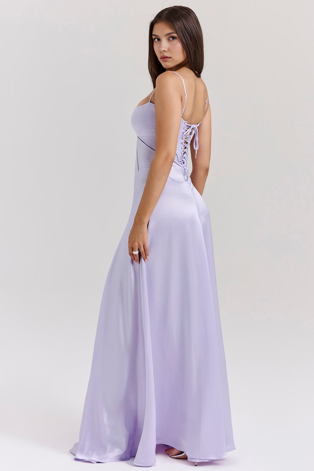Abito Lungo Elegante Donna in Nero e Viola – Vestito Bustier Perfetto per Cerimonie ed Eventi 2025