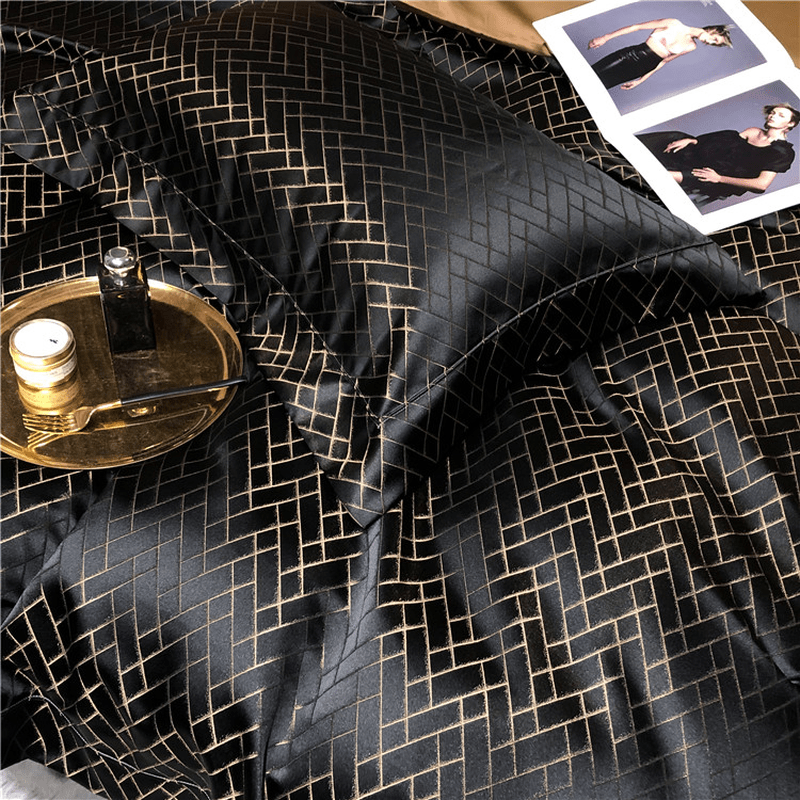 Set Copripiumino in Cotone Egiziano Nero | Amirai