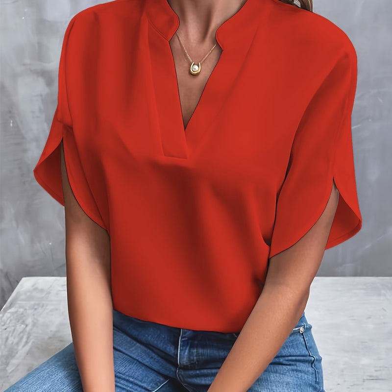 Elegante Top a V con Maniche Stilose per Donne - Tanita TIAMUSE Top Blusa