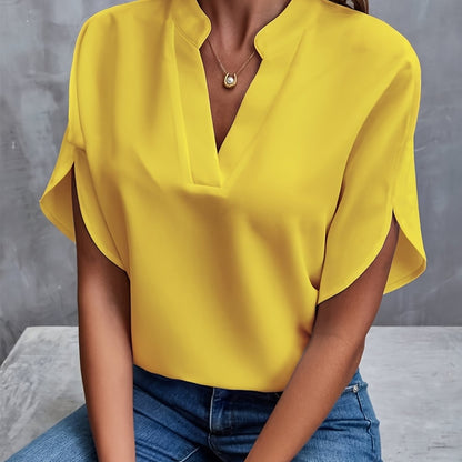 Elegante Top a V con Maniche Stilose per Donne - Tanita TIAMUSE Top Blusa