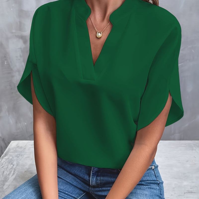 Elegante Top a V con Maniche Stilose per Donne - Tanita TIAMUSE Top Blusa