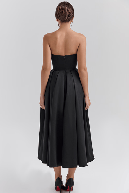 Elegante abito Midi Nero con vestibilità a Corsetto - Ideale per Ballo, Cocktail ed Eventi serali | Tiamusi TIAMUSE Dress Bustier