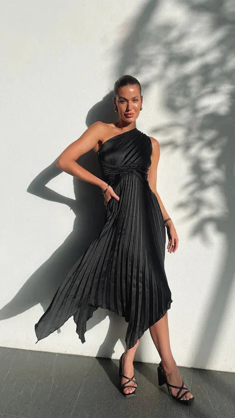 Esti Abito Midi Asimmetrico a Una Spalla | Vestito Perfetto per Serate in Città ed Eventi Speciali TIAMUSE Dresses