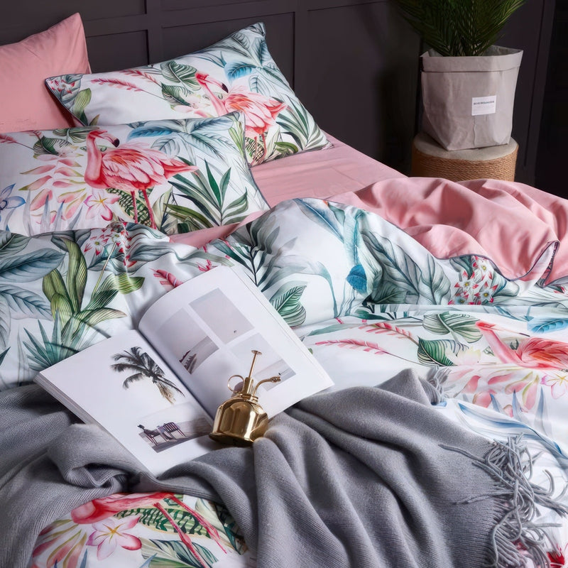 Set di Biancheria da Letto Flamingo Rosa – 100% Cotone Egiziano | Aluori