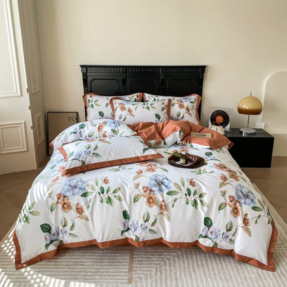 Set di Biancheria da Letto in Cotone Egiziano Flower Power – Piumone e Copripiumino | Hinaya