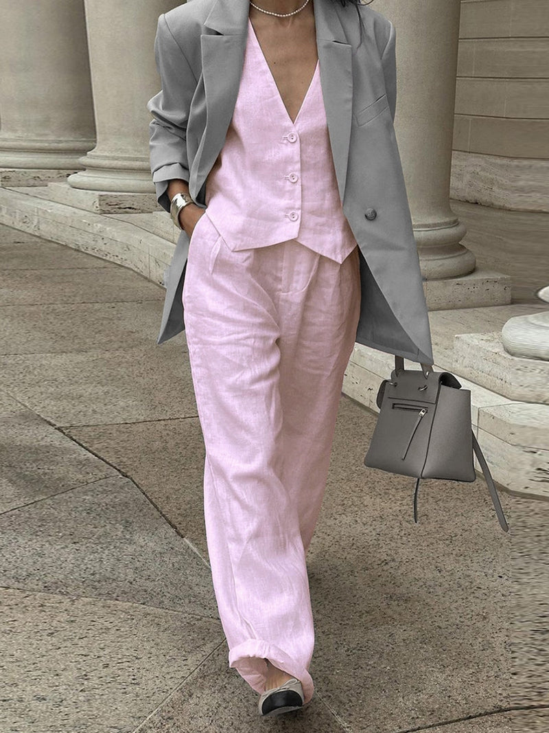 Garbine – Completo in Cotone con Gilet e Pantaloni | Stile Versatile e Fresco per Relax o Occasioni Raffinate TIAMUSE Pants Women