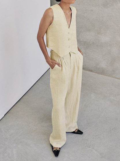 Garbine – Completo in Cotone con Gilet e Pantaloni | Stile Versatile e Fresco per Relax o Occasioni Raffinate TIAMUSE Pants Women