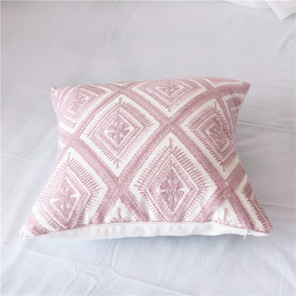 Housse de Coussin Brodée en Coton Géométrique | Alisia