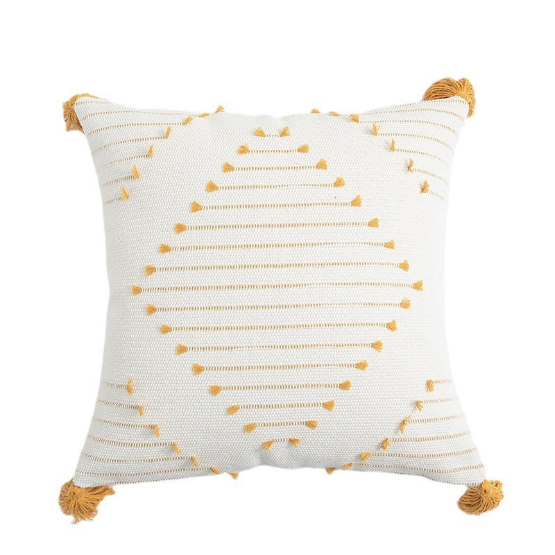 Housse de Coussin Géométrique en Coton avec Franges - Accent Décoratif pour une Maison Accueillante | Arabella