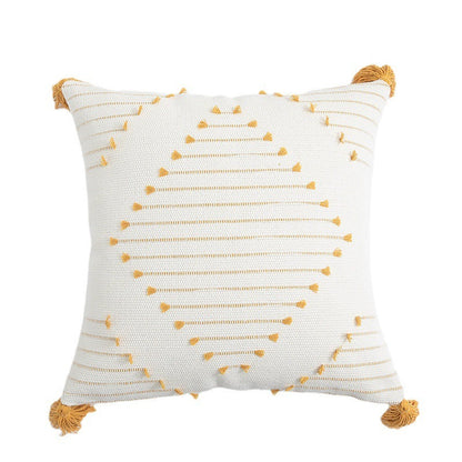 Housse de Coussin Géométrique en Coton avec Franges - Accent Décoratif pour une Maison Accueillante | Arabella