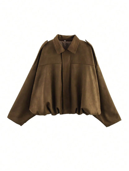 Giacca Bomber Donna in Pelle Scamosciata | Stile Pilota, Zip, Autunno/Inverno TIAMUSE Outwear