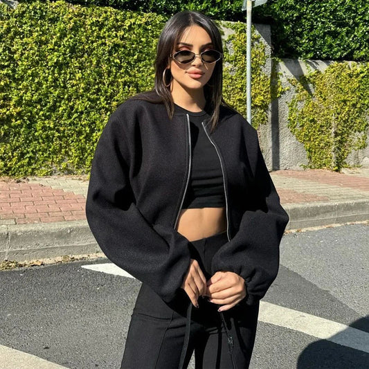 Giacca Bomber Nera Donna | Giubbotto Corto Elegante Invernale TIAMUSE