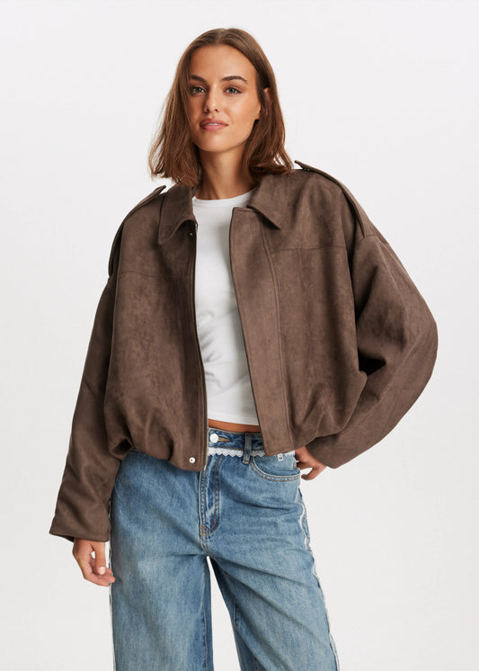 Giacca Donna effetto Suede con Zip | Perfetta per Look Autunnali e Primaverili TIAMUSE November