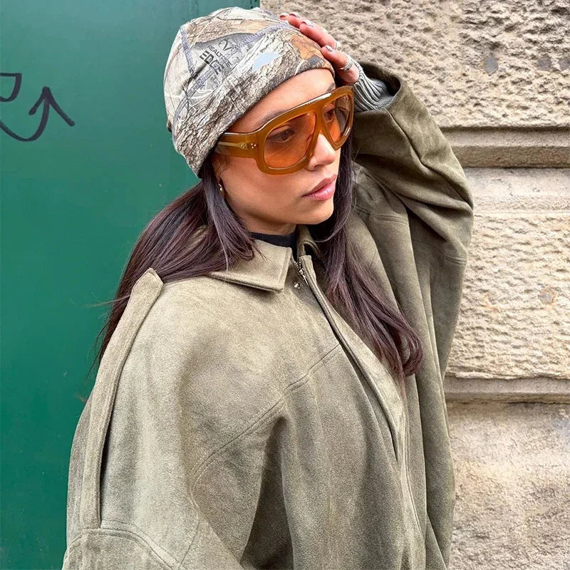 Giacca Donna effetto Suede con Zip | Perfetta per Look Autunnali e Primaverili TIAMUSE November