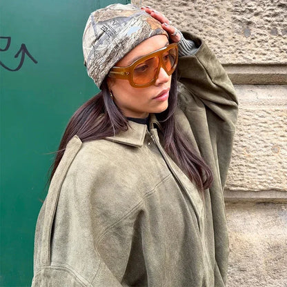 Giacca Donna effetto Suede con Zip | Perfetta per Look Autunnali e Primaverili TIAMUSE November