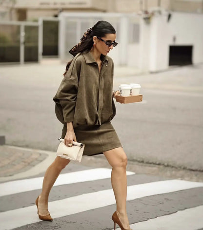 Giacca Donna effetto Suede con Zip | Perfetta per Look Autunnali e Primaverili TIAMUSE November