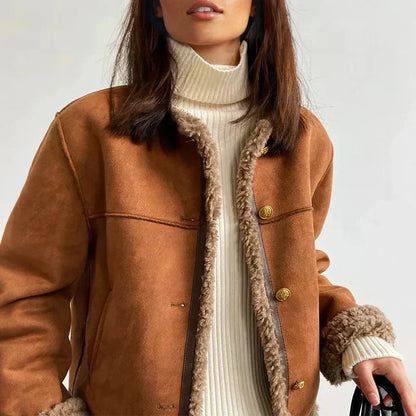 Giacca Donna in Suede Foderata in Sherpa per la Stagione Invernale | Benitha TIAMUSE Jackets