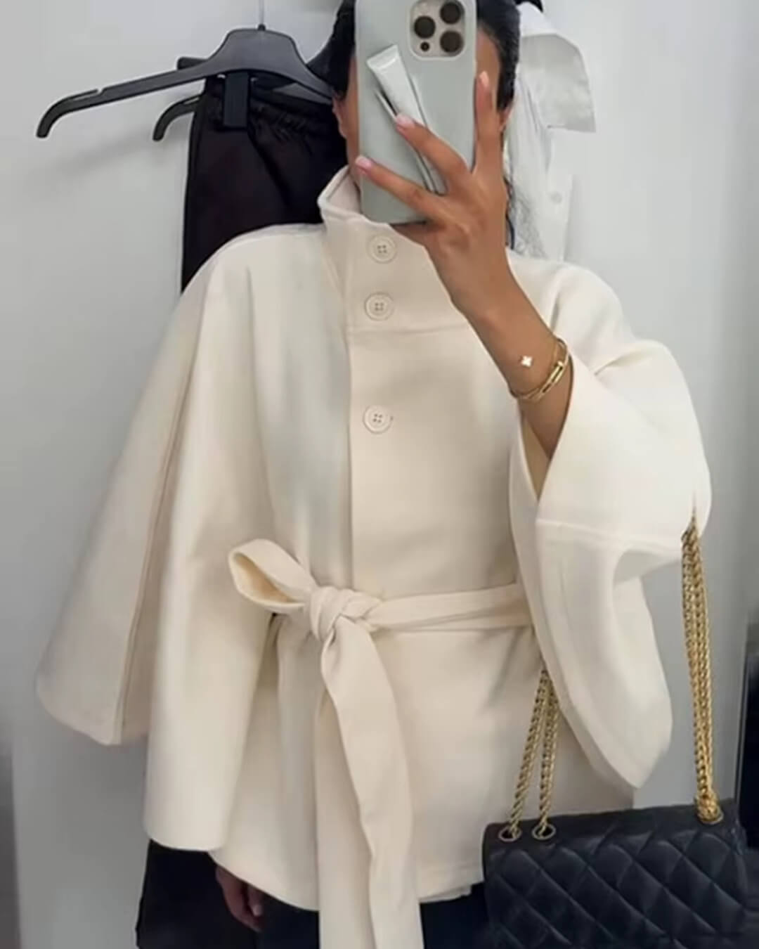 Giacca Mantella elegante con Cintura e collo alto | Marianne TIAMUSE Outwear