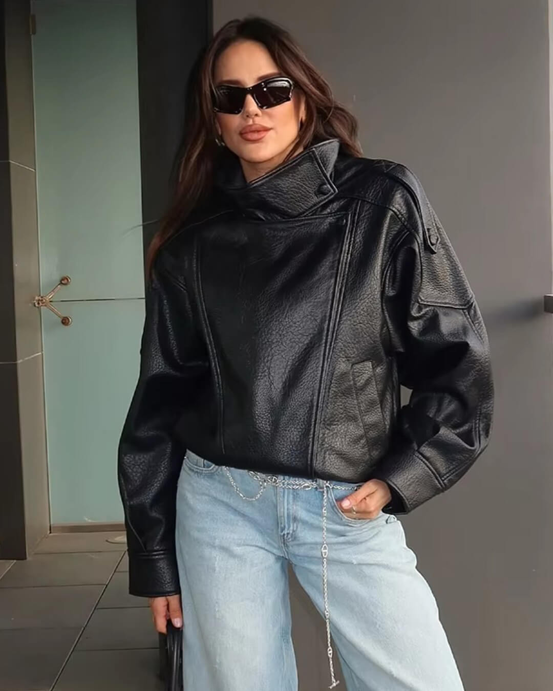 Giacca Oversize con Collo Alto - Stile Trendy Autunno Inverno 2025 | Lucille TIAMUSE Jackets