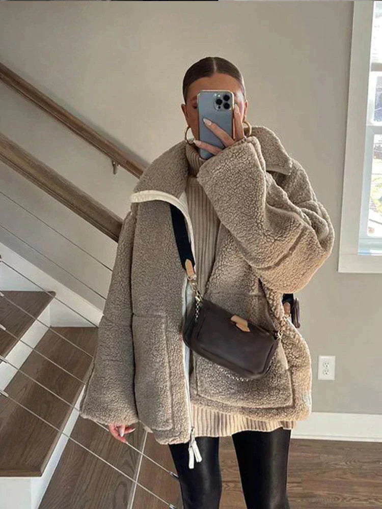 Giacca Teddy Donna Autunno Inverno | Cappotto Caldo e Soffice per Tutti i Giorni TIAMUSE Coats