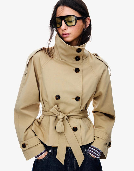 Giacca Trench Autunnale con Cintura e Bottoni Doppiopetto | Giana TIAMUSE Jackets
