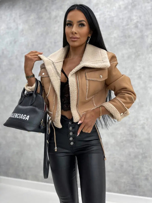 Giacca in Ecopelle da Donna | Foderata in Sherpa/Pile, Autunno/Inverno TIAMUSE Outwear