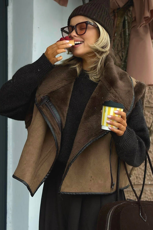 Gilet Donna in Pelliccia Sintetica - Cappotto Senza Maniche Caldo per Autunno Inverno | Alicia TIAMUSE Outwear