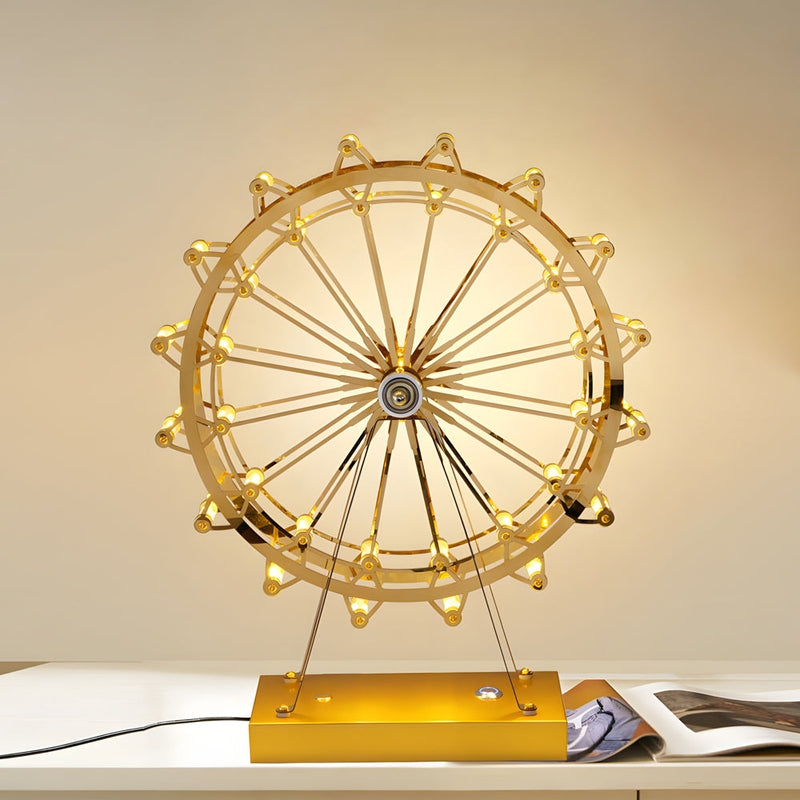 Lampada da Tavolo LED a Forma di Ruota Panoramica Dorata con Controllo Touch - Illuminazione Decorativa | Cyllen