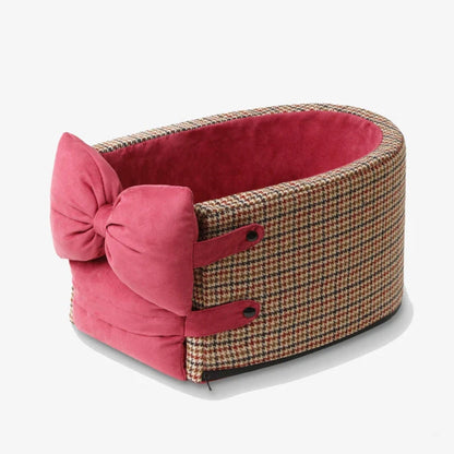 Cuscino per Auto per Cani e Gatti Houndstooth Lookout Console con Fiocco | Etami