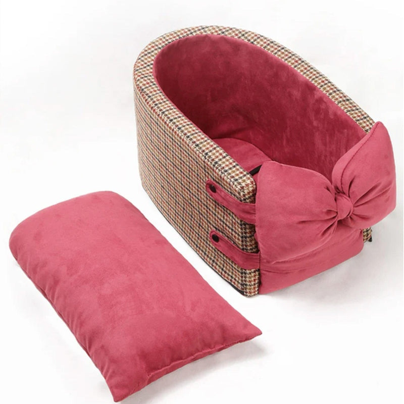 Cuscino per Auto per Cani e Gatti Houndstooth Lookout Console con Fiocco | Etami