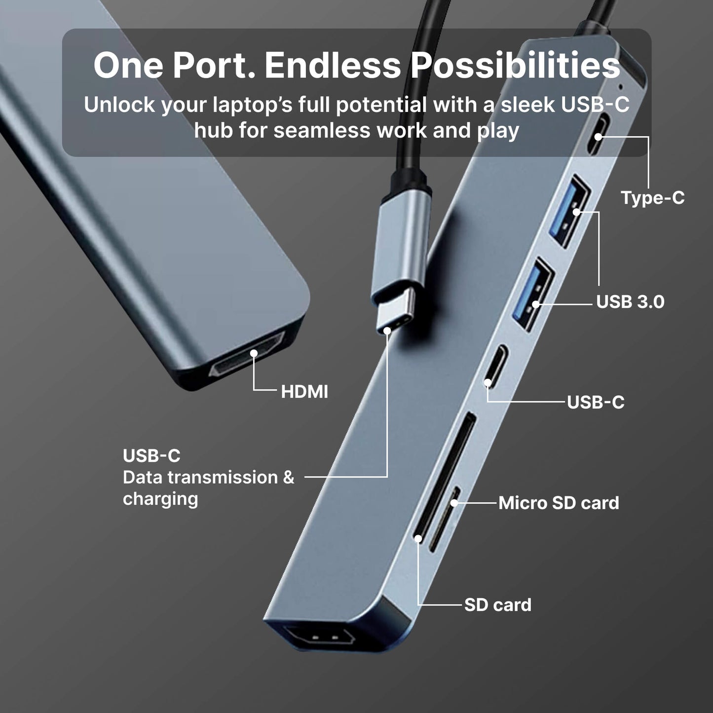 Hub USB-C – Adattatore Plug-and-Play per MacBook | ConnectPro TIAMUSE Gadgets
