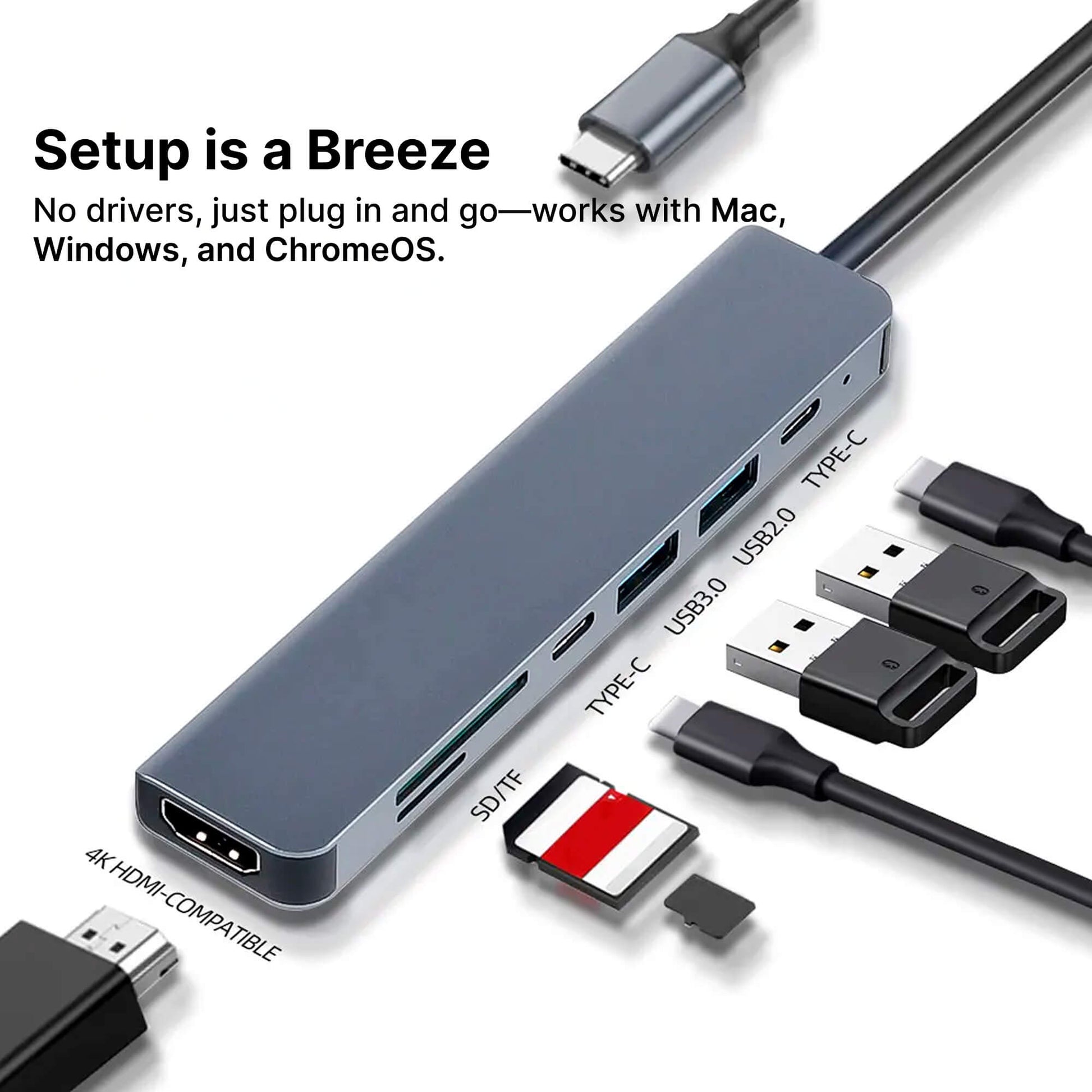 Hub USB-C – Adattatore Plug-and-Play per MacBook | ConnectPro TIAMUSE Gadgets