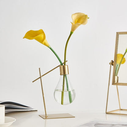 Vase à Bulbe Hydroponique – Vase Moderne en Verre pour Propagation avec Support en Métal | Alisi