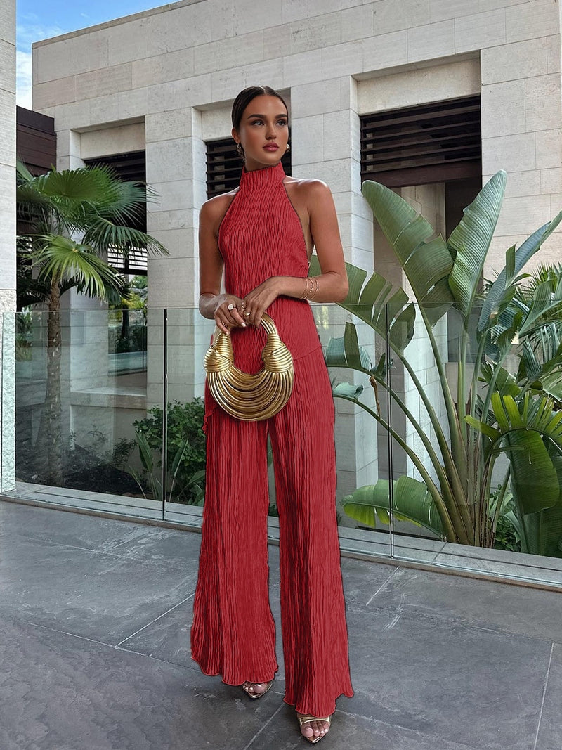 Ivette Completo con Top Asimmetrico e Pantaloni Ampi 2025 | Outfit Raffinato per Vacanze, Cene e Occasioni Glamour TIAMUSE Pants Women