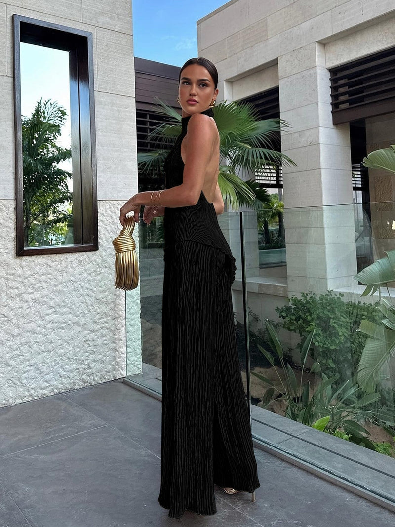 Ivette Completo con Top Asimmetrico e Pantaloni Ampi 2025 | Outfit Raffinato per Vacanze, Cene e Occasioni Glamour TIAMUSE Pants Women