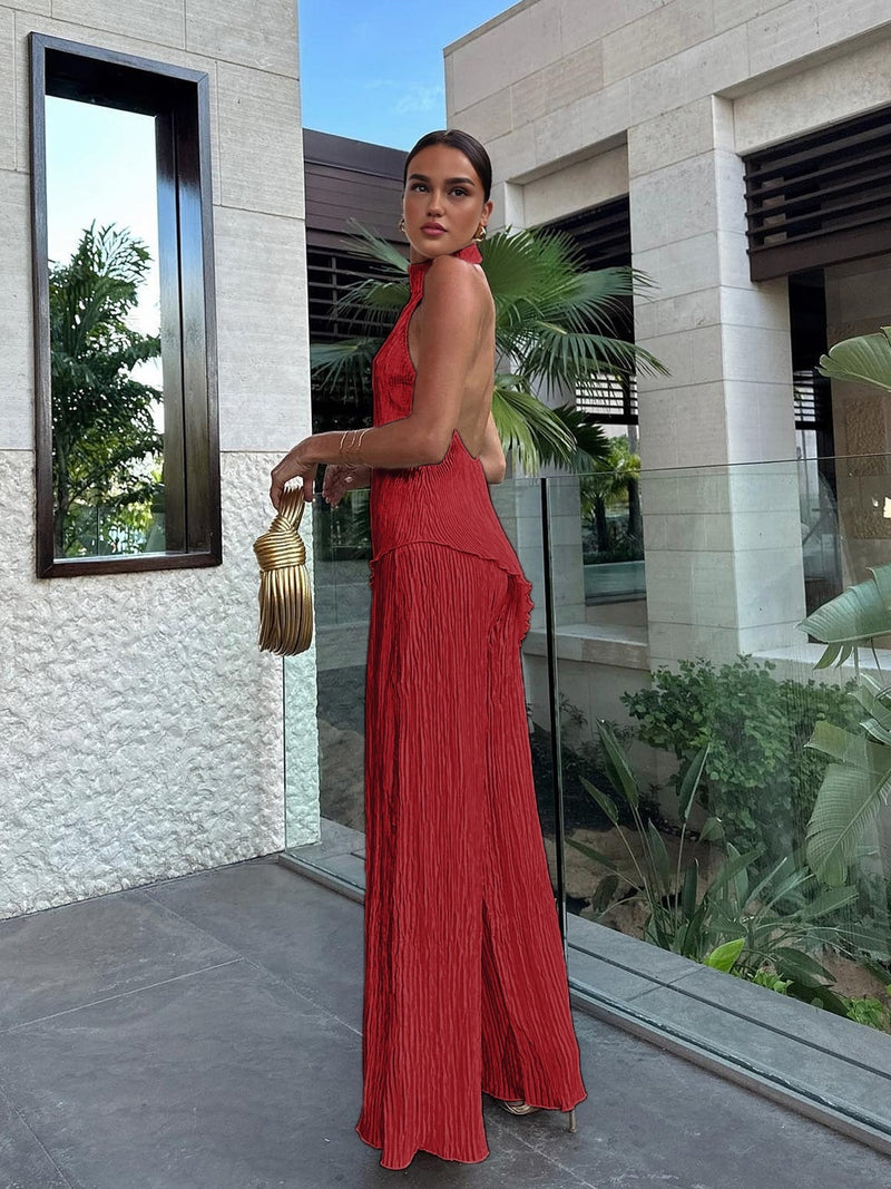 Ivette Completo con Top Asimmetrico e Pantaloni Ampi 2025 | Outfit Raffinato per Vacanze, Cene e Occasioni Glamour TIAMUSE Pants Women