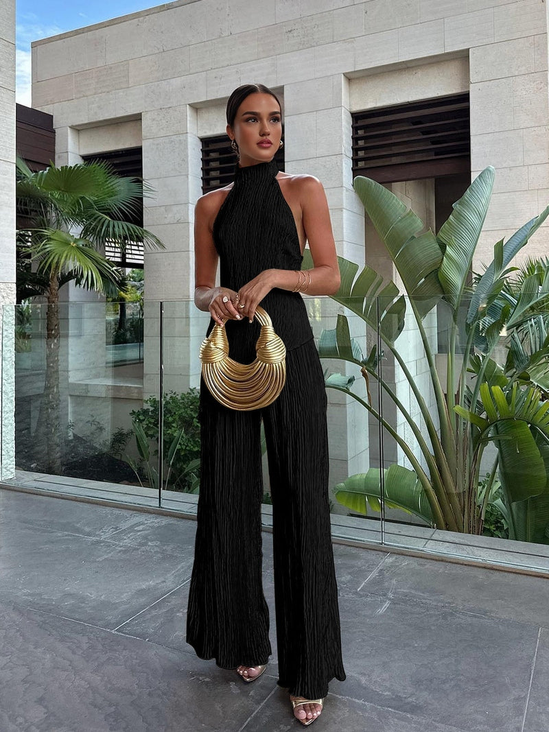 Ivette Completo con Top Asimmetrico e Pantaloni Ampi 2025 | Outfit Raffinato per Vacanze, Cene e Occasioni Glamour TIAMUSE Pants Women