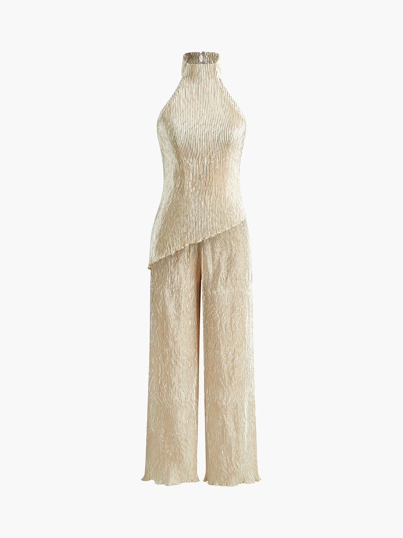 Ivette Completo con Top Asimmetrico e Pantaloni Ampi 2025 | Outfit Raffinato per Vacanze, Cene e Occasioni Glamour TIAMUSE Pants Women