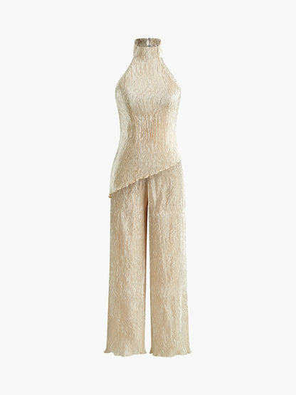 Ivette Completo con Top Asimmetrico e Pantaloni Ampi 2025 | Outfit Raffinato per Vacanze, Cene e Occasioni Glamour TIAMUSE Pants Women