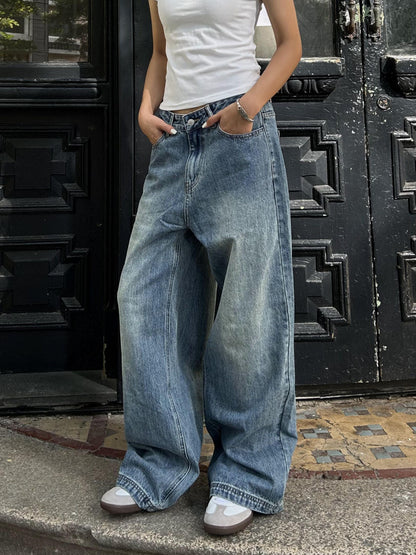 Jeans Donna Baggy Wide Leg | Denim Lavato a Fit Largo Retrò TIAMUSE Jeans