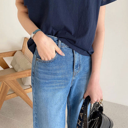 Jeans Donna Dritti | Blu Scuro Essenziale per l’Uso Quotidiano TIAMUSE Jeans