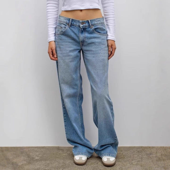 Jeans Donna Dritti | Denim Blu con Patchwork a Stella Maculata TIAMUSE Jeans