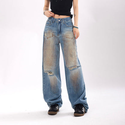 Jeans Donna Vintage a Fit Largo | Pantaloni in Denim a Gamba Larga TIAMUSE Jeans