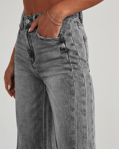 Jeans Donna Wide-Leg | Vita Alta, Lunghezza Lunga, Azzurro/Grigio TIAMUSE Jeans