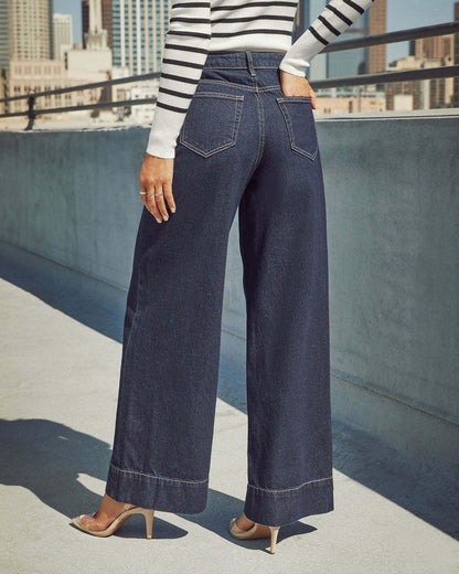 Jeans Donna Wide-Leg a Vita Alta | Blu Intenso TIAMUSE Jeans