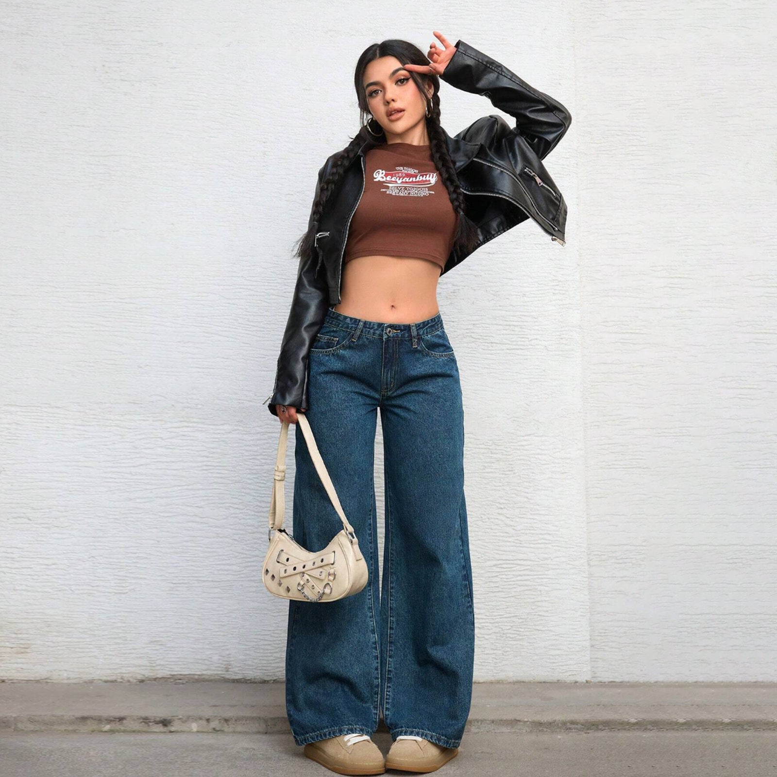 Jeans Donna a Gamba Dritta Blu | Vita Media, Linea Lunga e Pulita TIAMUSE Jeans