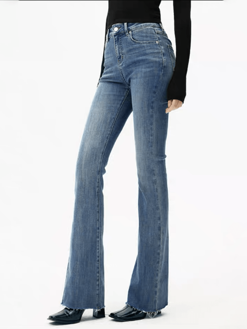Jeans Donna a Gamba Svasata Vita Alta – Stile Slim in Denim Blu TIAMUSE Jeans