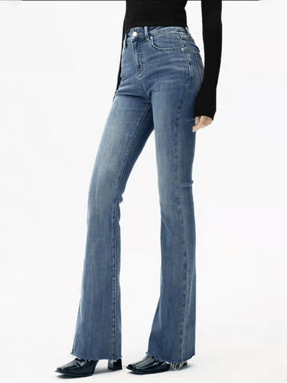 Jeans Donna a Gamba Svasata Vita Alta – Stile Slim in Denim Blu TIAMUSE Jeans